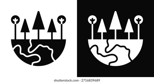 Estilo de fondo blanco y negro del icono del bosque 01