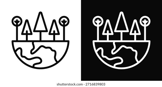 Estilo de fondo blanco y negro del icono del bosque 01