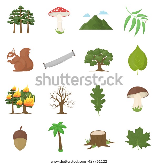 Forest 16 Vector Icon Set Cartoon Stock Vector (Royalty Free) 429761122