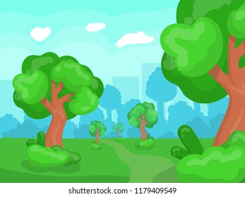 Forest 2d Cartoon Game Landscape Vector Stock Vector (royalty Free 