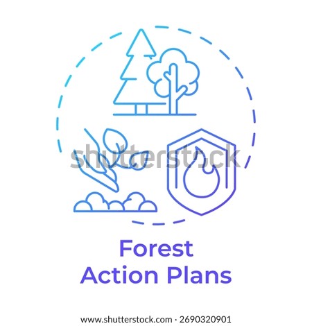 Forest action plans blue gradient concept icon. Wildfire prevention, protection. Round shape line illustration. Ecology preservation. Abstract idea. Graphic design. Easy to use in brochure, booklet