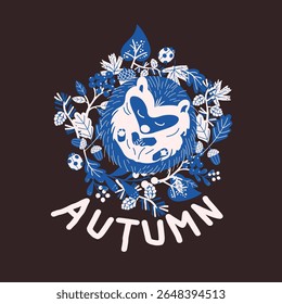 Forest adventure folk boho illustration. Outdoor camp badges. Autumn vector emblem designs with nature, wild animals and trees for posters, stamps, stickers, patches and labels