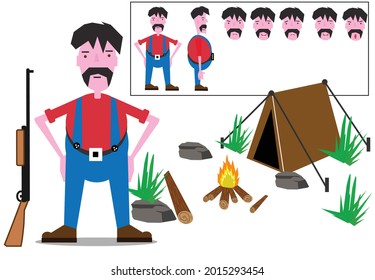 forest adventure, hunter vector animation ready character