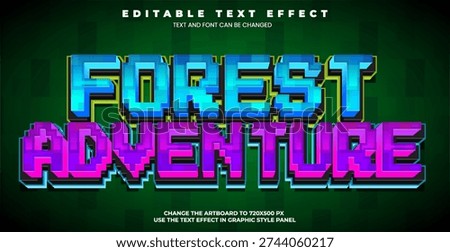 Forest Adventure Video Games pixel editable text effect in modern trend style 