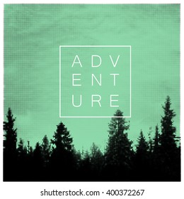 Forest Adventures Outdoor Background Concept. Halftone forest background