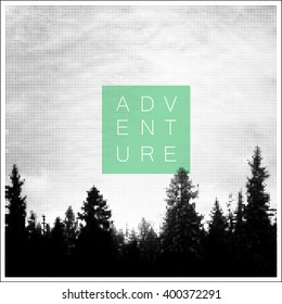 Forest Adventures Outdoor Background Concept. Halftone forest background