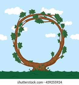 Forest alphabet. Illustration The letter O from a tree.