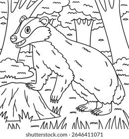 Forest Animal Badger Coloring Page for Kids