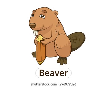 Forest animal beaver cartoon for children vector illustration