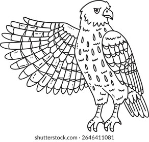 Forest Animal Buzzard Bird Isolated Coloring Page 