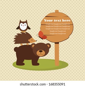 forest animal card design. vector illustration