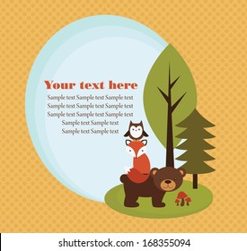 forest animal card design. vector illustration