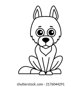 Forest animal for children coloring book. Funny wolfin a cartoon style