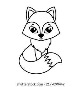 Forest Animal For Children Coloring Book. Funny Fox In A Cartoon Style