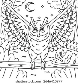 Forest Animal Eagle Owl Coloring Page for Kids