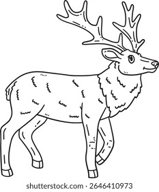 Forest Animal Elk Isolated Coloring Page for Kids 
