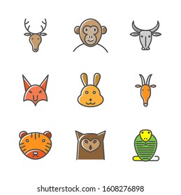 Forest animal filled line icon, 64x64 Pixel perfect icon set for website and mobile application design
