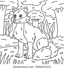 Forest Animal Fox Coloring Page for Kids 
