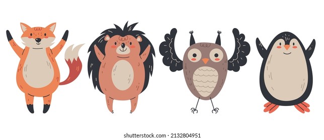 Forest animal graphic design element isolated set illustration