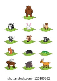 forest animal grass land set
