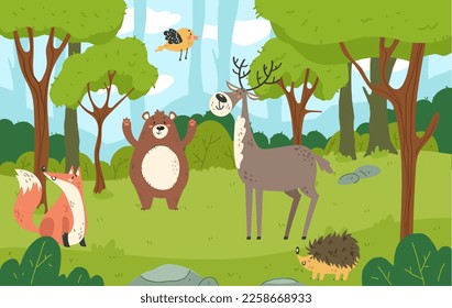 Forest animal illustration landscape