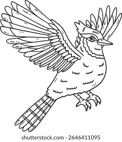 Forest Animal Jay Bird Isolated Coloring Page 