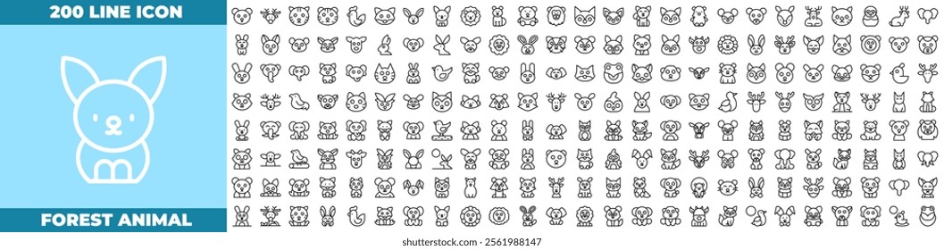 Forest Animal Line Editable Icons set. Vector illustration in modern thin line style of forest animal icons: animal, zoo, forest, etc