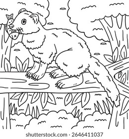 Forest Animal Marten Coloring Page for Kids