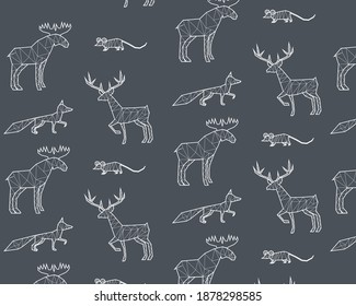 Forest animal pattern - fox deer elk mouse