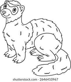 Forest Animal Polecat Isolated Coloring Page 
