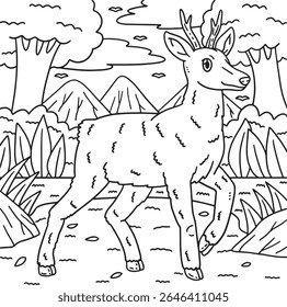 Floresta Animal Roe Deer Colorir Página para Crianças