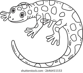 Forest Animal Salamander Isolated Coloring Page 