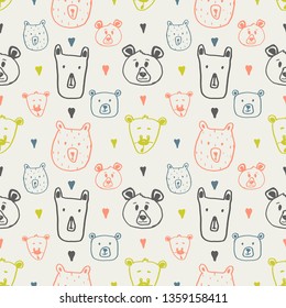 Forest animal seamless pattern. Hand drawn vector illustration. Can be used for kid's,baby's shirt design,fashion print design,fashion graphic,t-shirt,tee.