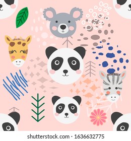 forest animal seamless pattern.hand drawn illustration. design, fashion print