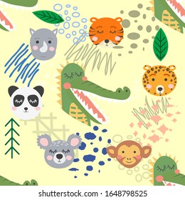 forest animal seamless pattern.hand drawn illustration. design, fashion print