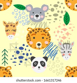 forest animal seamless pattern.hand drawn illustration. design, fashion print