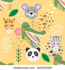 forest animal seamless pattern.hand drawn illustration. design, fashion print