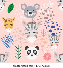 forest animal seamless pattern.hand drawn illustration. design, fashion print.