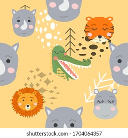 forest animal seamless pattern.hand drawn illustration. design, fashion print