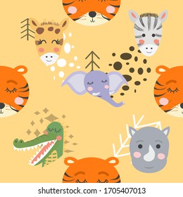 forest animal seamless pattern.hand drawn illustration. design, fashion print