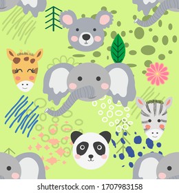 forest animal seamless pattern.hand drawn illustration. design, fashion print