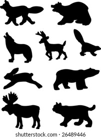 Forest animal silhouettes.