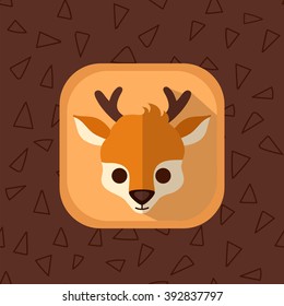 Forest animal with simple triangle brown pattern at the background. Perfect for app design, motion graphics and as a design element