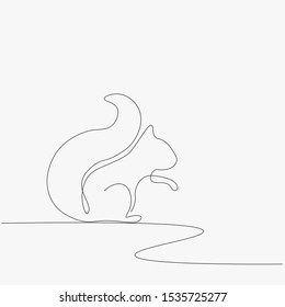 Forest animal squirrel one line drawing, vector illustration