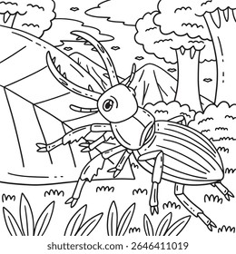 Forest Animal Stag Beetle Coloring Page for Kids
