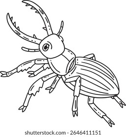 Forest Animal Stag Beetle Isolated Coloring Page 