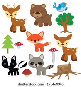 Forest Animal Vector Illustration Stock Vector (Royalty Free) 203326885