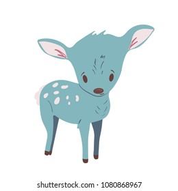 Forest animal vector with isolated cartooning little deer. Good as print card sticker for kids accesories