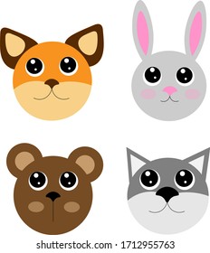 forest animal. wolf rabbit Fox bear. vector. a child's drawing. set