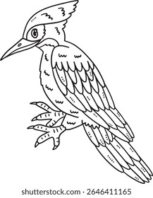 Forest Animal Woodpecker Isolated Coloring Page 
